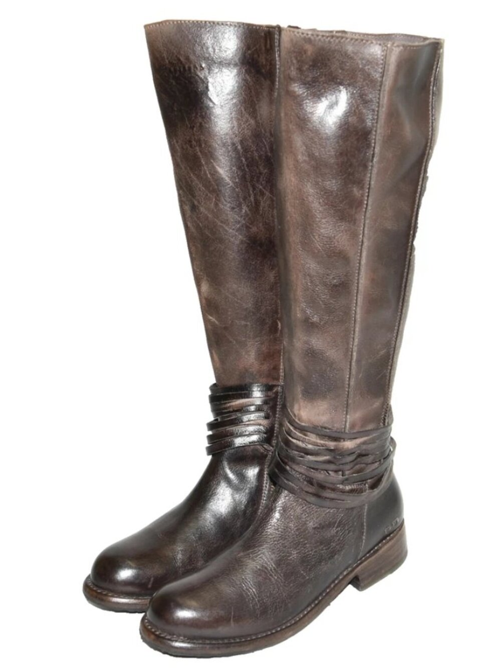 New Bed Stu Weymouth Knee High Boot Testa Moro Dip Dye Brown Leather Size 6 DD19 - Picture 6 of 7